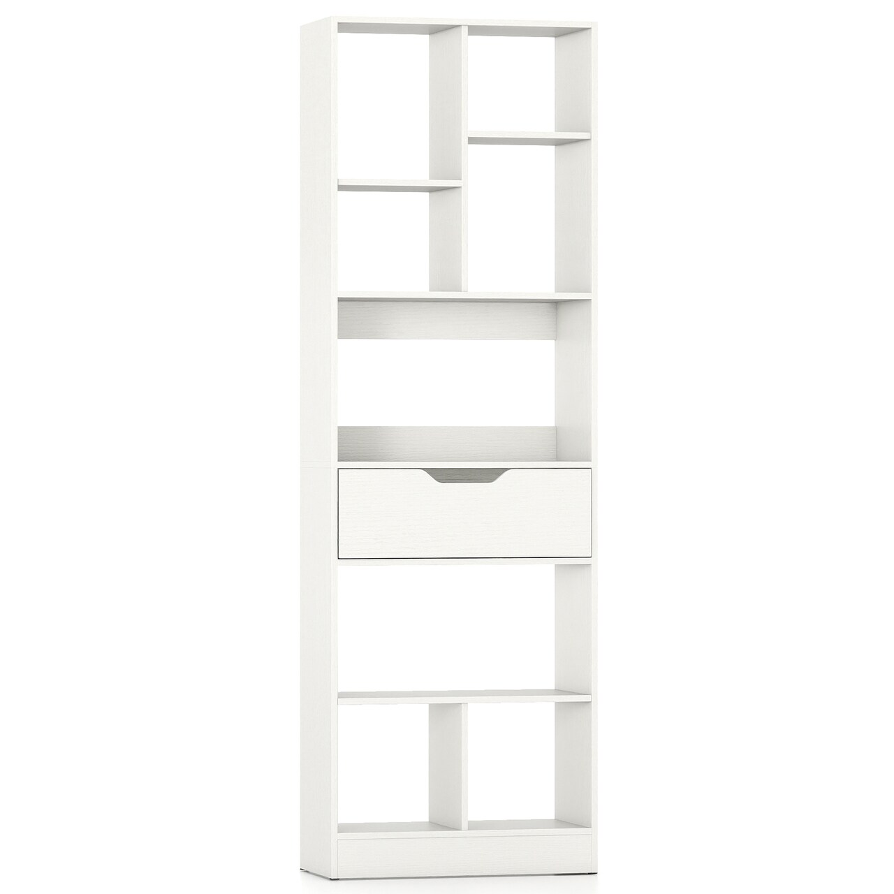 61 Inch Tall Freestanding Bookcase with 8-Cube Storage and Drawer